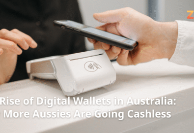 Illustration showing Australians using digital wallets on smartphones, highlighting the rise of cashless payments in Australia.